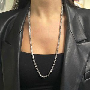 Rachel Koen Miami Cuban Link Chain Unisex 14K White Gold 28 Inches